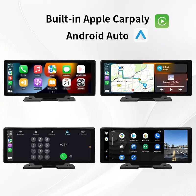 10.26” Touch Screen Portable Navigation Device Linux OS CarPlay Android Auto Player for Car / Bus / Truck with 2K DVR Dash Cam