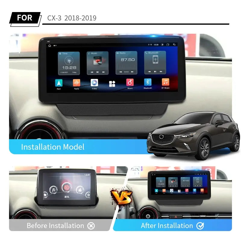 10.25” Android Car Radio Stereo Head Unit Screen CarPlay Android Auto for Mazda CX-3 (2018-2019)