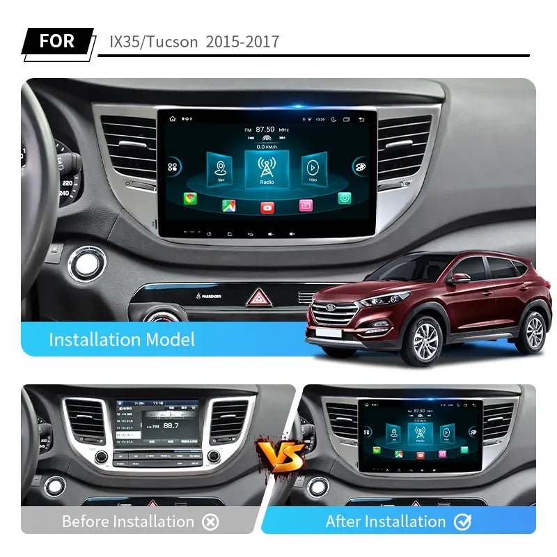 10.1” Android Car Radio Stereo Head Unit Screen CarPlay Android Auto for Hyundai IX35 Tucson (2015-2017)