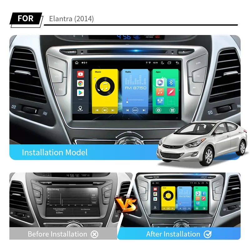 8” Android Car Radio Stereo Head Unit Screen CarPlay Android Auto for Hyundai Elantra (2014-2015)