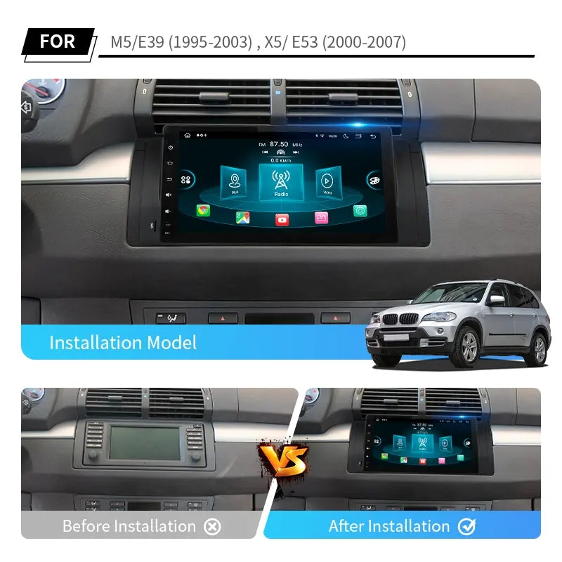 9” Android Car Radio Stereo Head Unit Screen CarPlay Android Auto for BMW E39 M5 (1995-2003) / E53 X5 (2000-2007)