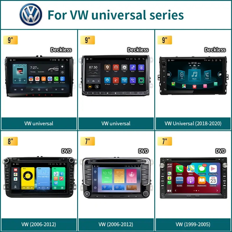 Android Car Radio Stereo Head Unit Screen CarPlay Android Auto for VW Universal Passat / Magotan / Golf 5 / Golf 6 / Polo / Sagitar / Jetta / CC / Caddy / Tiguan / Touran (1999-2012) / Skoda Octavia II / Octavia III / Fabia / Superb (2005-2010)