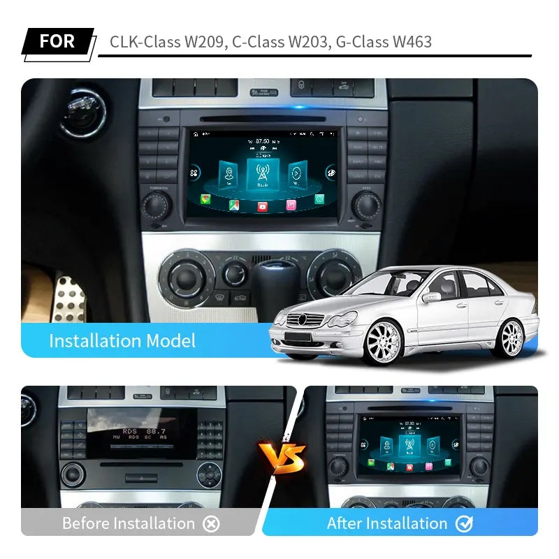 7” Android Car Radio Stereo Head Unit Screen CarPlay Android Auto for Mercedes-Benz C Class W203 (2004-2007) / CLK Class W209 (2005-2006) / G Class W463 (2006-2008)