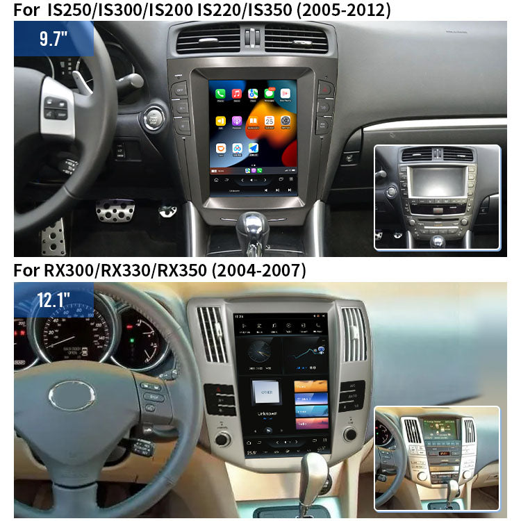 9.7" / 12.1" Android Auto CarPlay Radio Screen Head Unit for Lexus IS 2005-2012 / GS 2004-2010 / RX 2004-2007 / ES 2006-2012