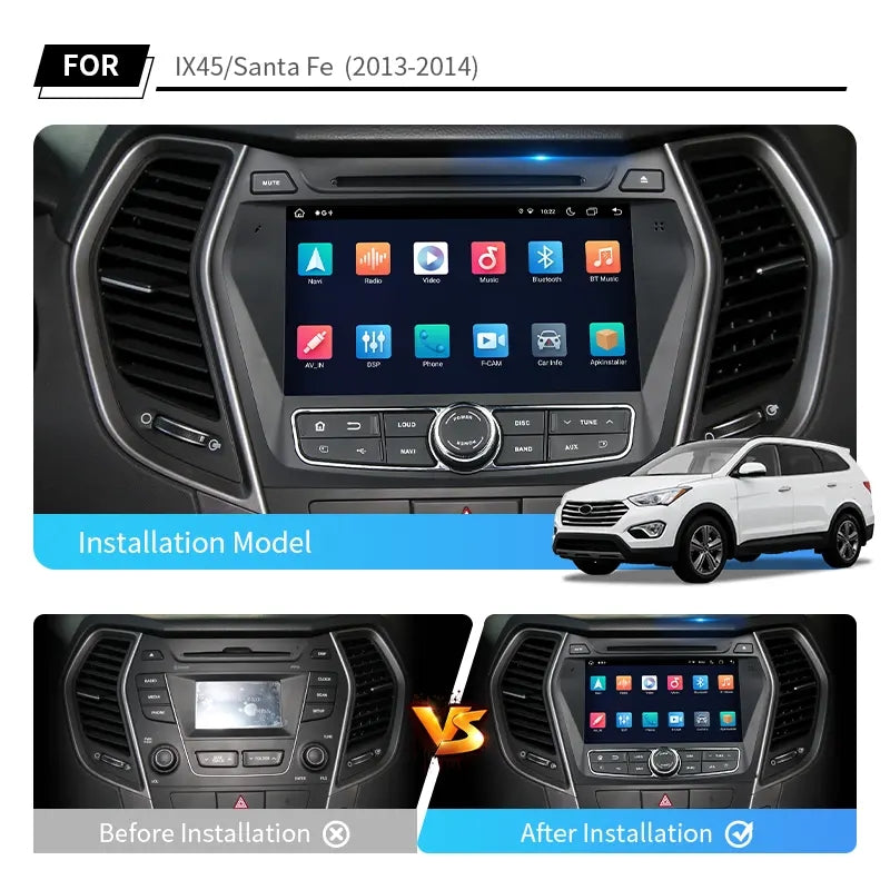 8” Android Car Radio Stereo Head Unit Screen CarPlay Android Auto for Hyundai ix45 / Santa Fe (2013-2016)