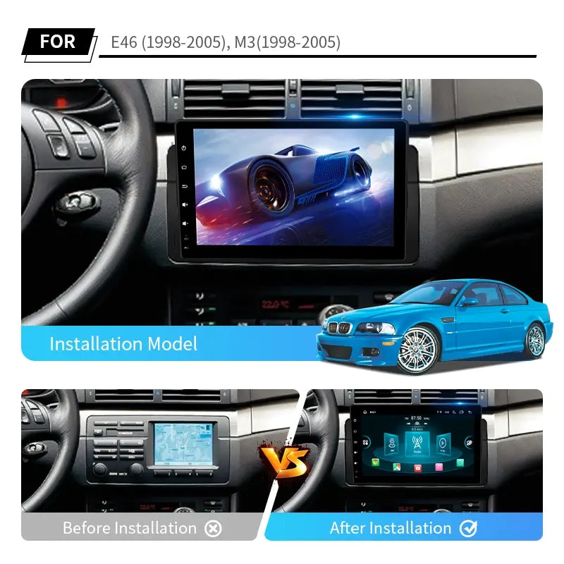 9” Android Car Radio Stereo Head Unit Screen CarPlay Android Auto for BMW E46 M3 (1998-2005)