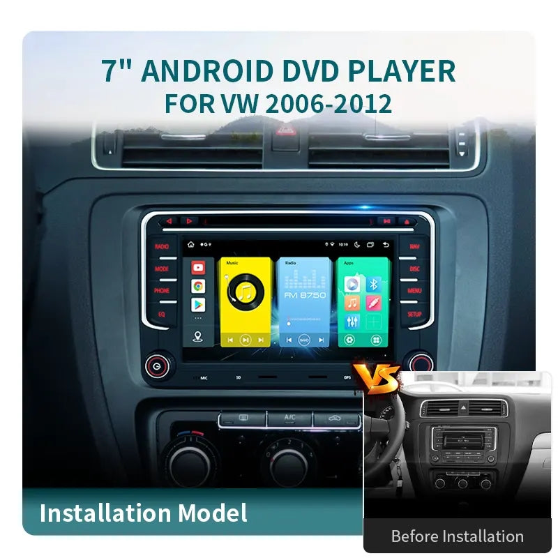 7” Android Car Radio Stereo Head Unit Screen CarPlay Android Auto for VW Universal Passat / Magotan / Golf 5 / Golf 6 / Polo / Sagitar / Jetta / CC / Caddy / Tiguan / Touran (2006-2012) / Skoda Octavia II / Octavia III / Fabia / Superb (2005-2010)