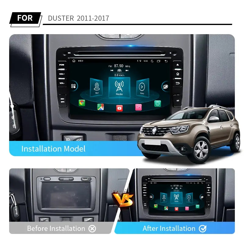 7” Android Car Radio Stereo Head Unit Screen CarPlay Android Auto for Renault Duster (2011-2017)