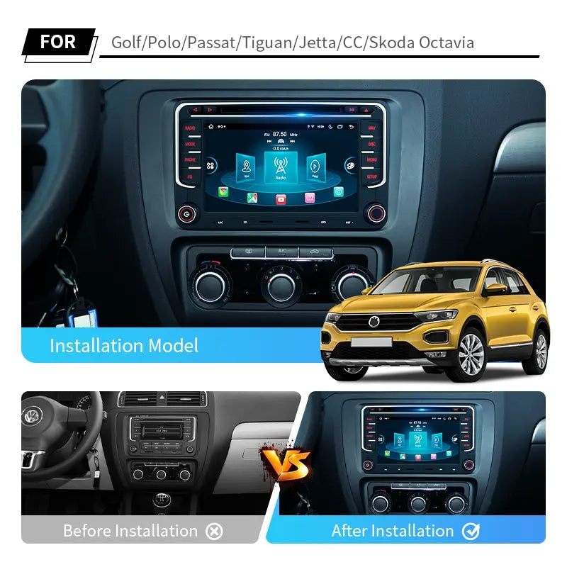 7” Android Car Radio Stereo Head Unit Screen CarPlay Android Auto for VW Universal Passat / Magotan / Golf 5 / Golf 6 / Polo / Sagitar / Jetta / CC / Caddy / Tiguan / Touran (2006-2012) / Skoda Octavia II / Octavia III / Fabia / Superb (2005-2010)