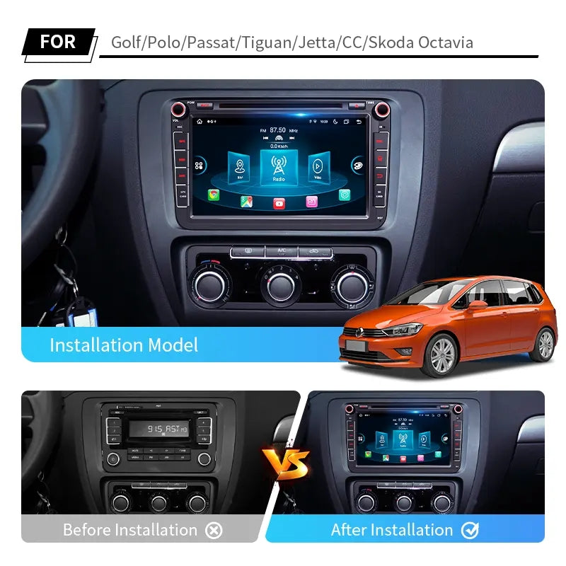 8” Android Car Radio Stereo Head Unit Screen CarPlay Android Auto for VW Universal Passat / Magotan / Golf 5 / Golf 6 / Polo / Sagitar / Jetta / CC / Caddy / Tiguan / Touran (2006-2012) / Skoda Octavia II / Octavia III / Fabia / Superb (2005-2010)
