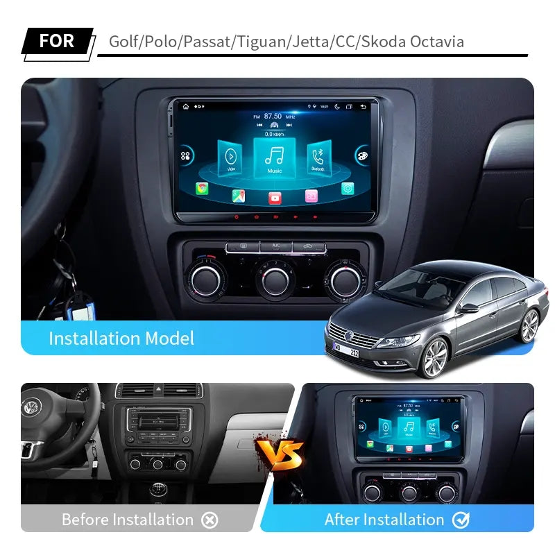 9” Android Car Radio Stereo Head Unit Screen CarPlay Android Auto for VW Universal Passat / Magotan / Golf 5 / Golf 6 / Polo / Sagitar / Jetta / CC / Caddy / Tiguan / Touran (2006-2012) / Skoda Octavia II / Octavia III / Fabia / Superb (2005-2010)