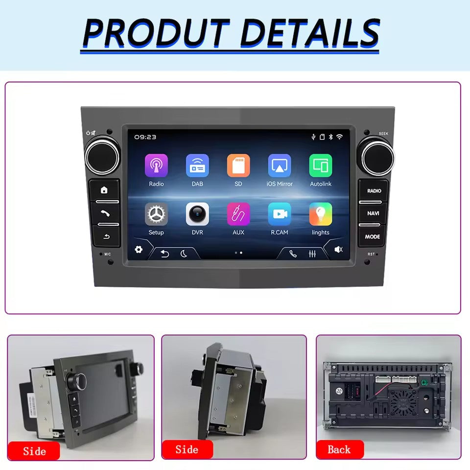 Linux System 7” IPS Screen Car Multimedia Player Wireless CarPlay & Android Auto for Opel Vectra 2005 - 2008 / Antara 2006 - 2011 / Zafira 2005 - 2011 / Corsa 2006 - 2011 / Meriva 2006 - 2011 / Astra 2004 - 2009
