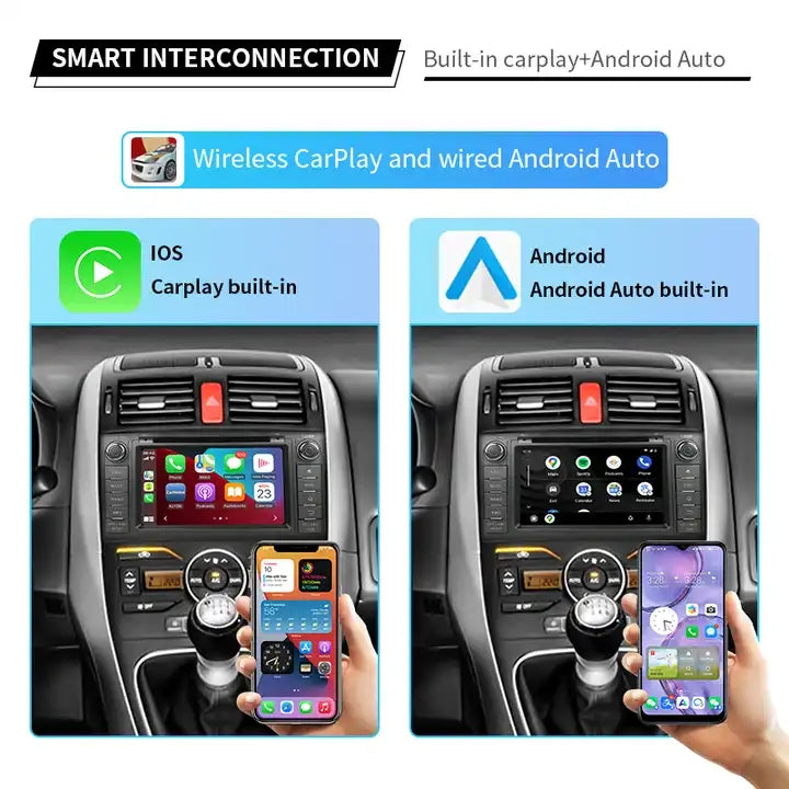 7” Android Car Radio Stereo Head Unit Screen CarPlay Android Auto for Toyota Auris (2007-2012)