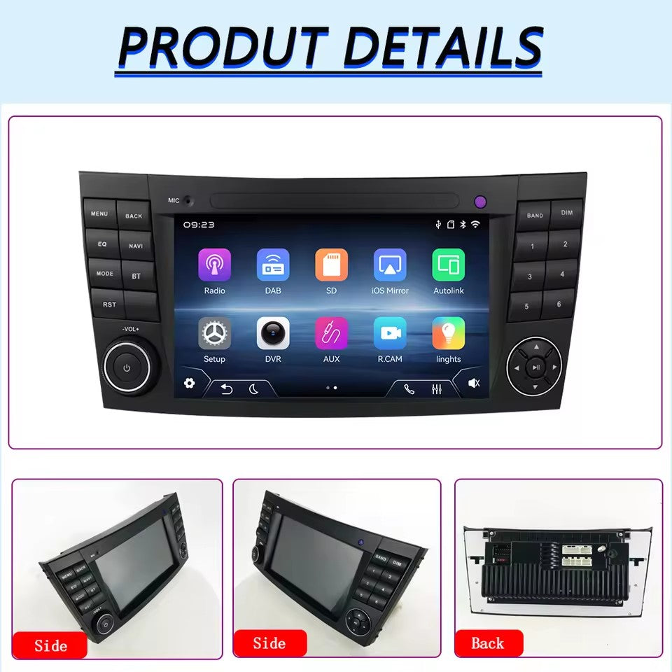 Linux System 7” IPS Screen Car Multimedia Player Wireless CarPlay & Android Auto for Mercedes-Benz E Class W211 2002 - 2008 / CLS Class W219 2005 - 2006
