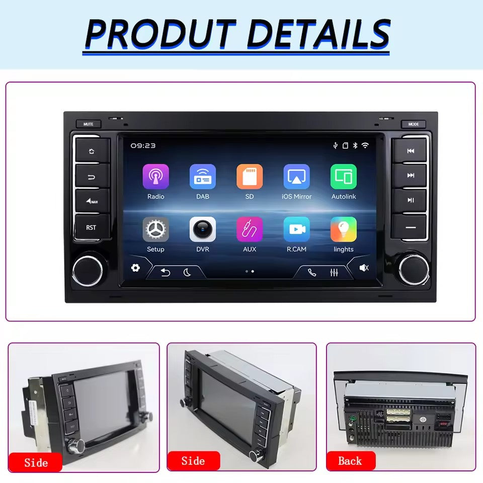 Linux System 7” IPS Screen Car Multimedia Player Wireless CarPlay & Android Auto for VW Touareg 2004 - 2011 / T5 Multivan 2004 - 2010