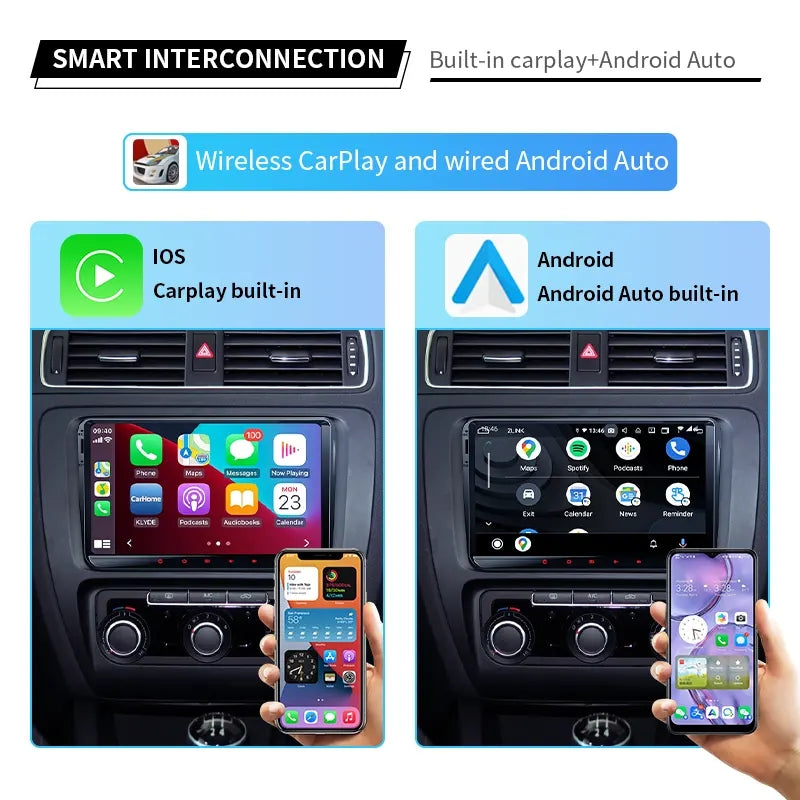 9” Android Car Radio Stereo Head Unit Screen CarPlay Android Auto for VW Universal Passat / Magotan / Golf 5 / Golf 6 / Polo / Sagitar / Jetta / CC / Caddy / Tiguan / Touran (2006-2012) / Skoda Octavia II / Octavia III / Fabia / Superb (2005-2010)