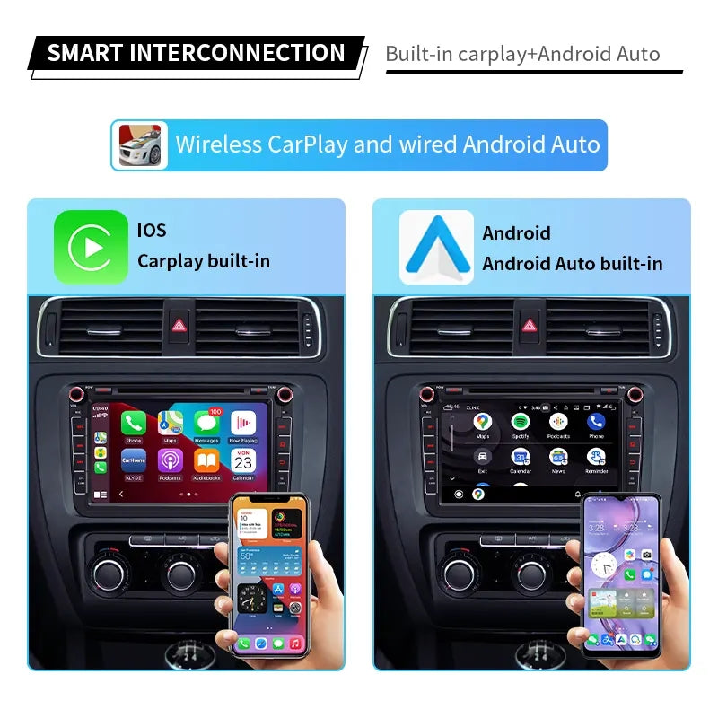 8” Android Car Radio Stereo Head Unit Screen CarPlay Android Auto for VW Universal Passat / Magotan / Golf 5 / Golf 6 / Polo / Sagitar / Jetta / CC / Caddy / Tiguan / Touran (2006-2012) / Skoda Octavia II / Octavia III / Fabia / Superb (2005-2010)