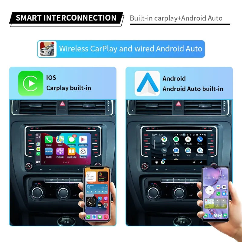 7” Android Car Radio Stereo Head Unit Screen CarPlay Android Auto for VW Universal Passat / Magotan / Golf 5 / Golf 6 / Polo / Sagitar / Jetta / CC / Caddy / Tiguan / Touran (2006-2012) / Skoda Octavia II / Octavia III / Fabia / Superb (2005-2010)