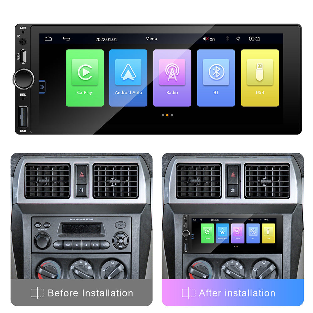 Motor Vehicle 1 Din 6.86 Inch Car Stereo Wireless CarPlay & Android Auto System Mirror Link Function