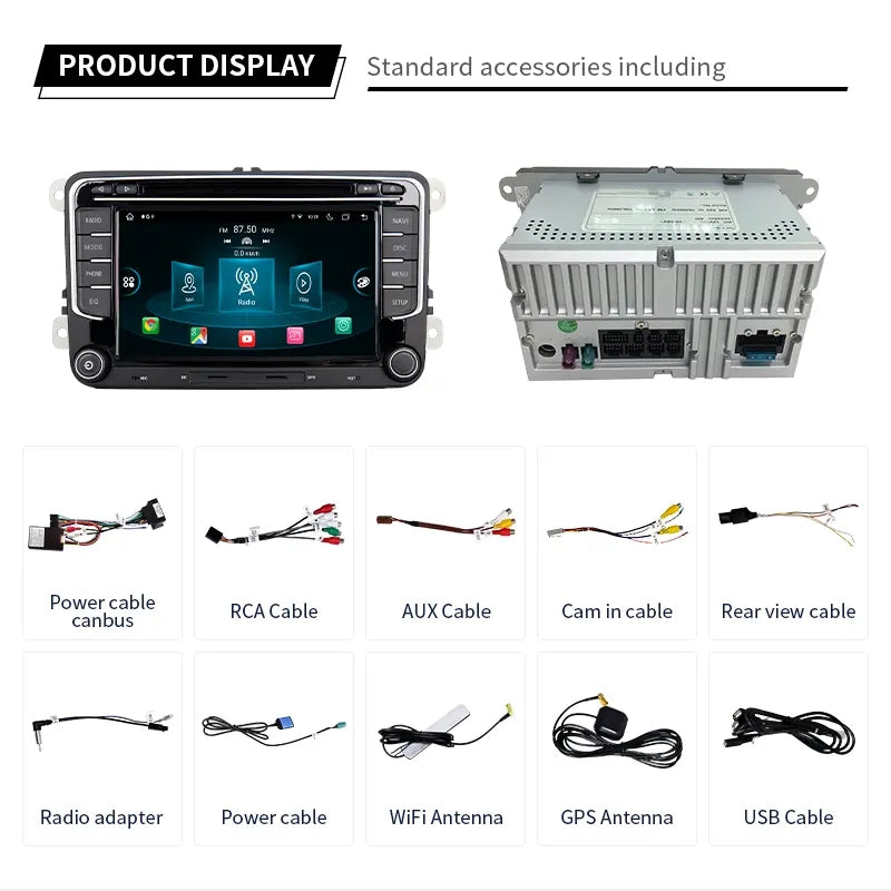 7” Android Car Radio Stereo Head Unit Screen CarPlay Android Auto for VW Universal Passat / Magotan / Golf 5 / Golf 6 / Polo / Sagitar / Jetta / CC / Caddy / Tiguan / Touran (2006-2012) / Skoda Octavia II / Octavia III / Fabia / Superb (2005-2010)