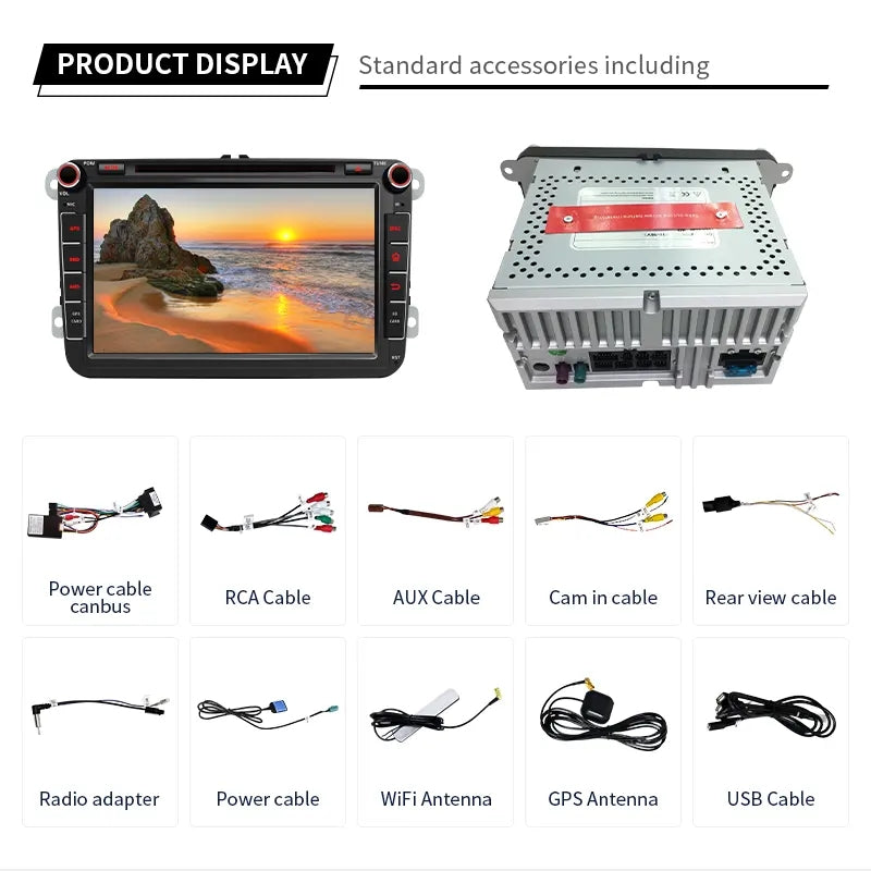 8” Android Car Radio Stereo Head Unit Screen CarPlay Android Auto for VW Universal Passat / Magotan / Golf 5 / Golf 6 / Polo / Sagitar / Jetta / CC / Caddy / Tiguan / Touran (2006-2012) / Skoda Octavia II / Octavia III / Fabia / Superb (2005-2010)