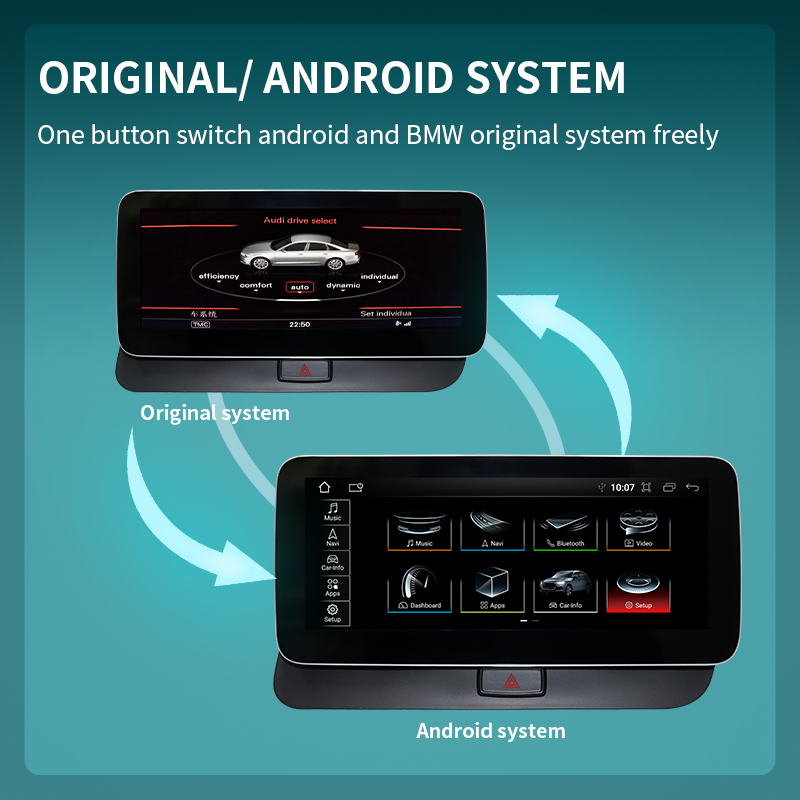 10.25” Android Auto CarPlay Radio Screen for Audi Q5 (2009-2016) / Audi Q5L (2018-2020)