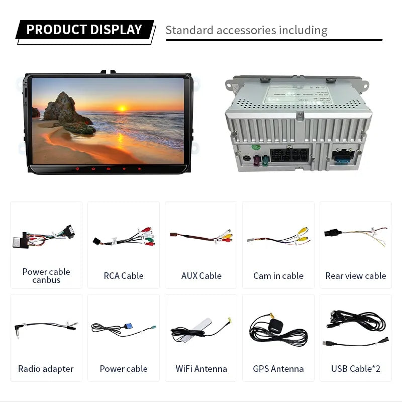9” Android Car Radio Stereo Head Unit Screen CarPlay Android Auto for VW Universal Passat / Magotan / Golf 5 / Golf 6 / Polo / Sagitar / Jetta / CC / Caddy / Tiguan / Touran (2006-2012) / Skoda Octavia II / Octavia III / Fabia / Superb (2005-2010)