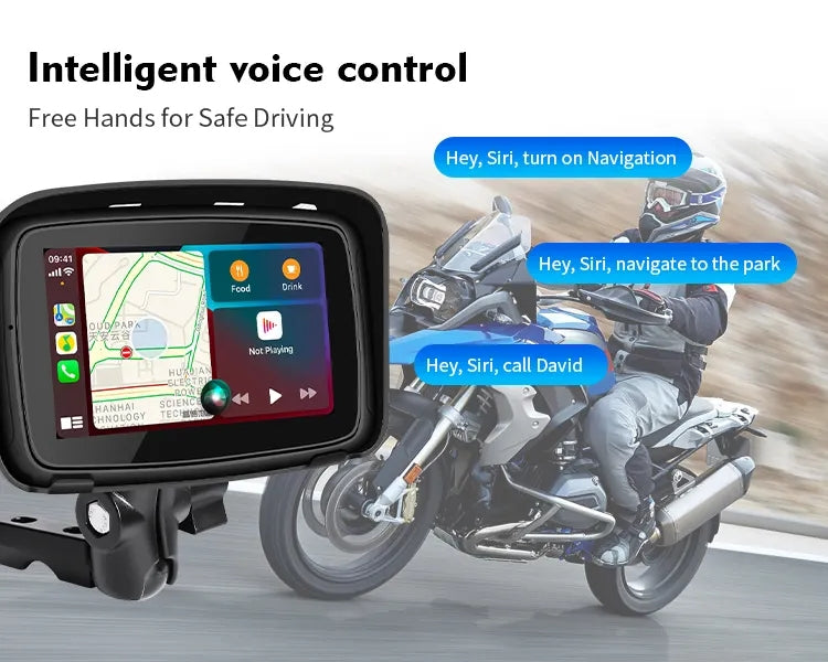 5 Inch Touch Screen Voice Control Motorcycle GPS Navigation IP65 Waterproof CarPlay Android Auto Monitor