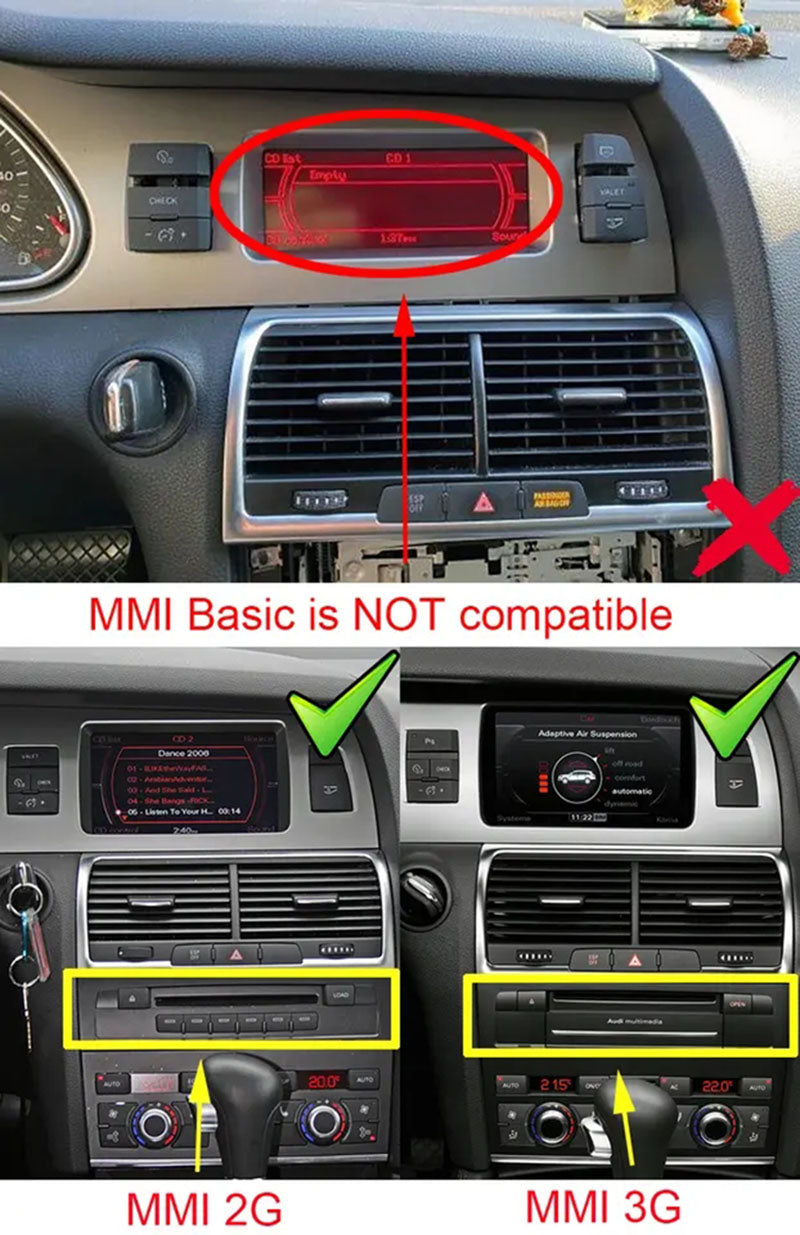 10.25” Android Auto CarPlay Radio Screen for Audi Q7 (2005-2009) / Audi Q7 (2010-2015)