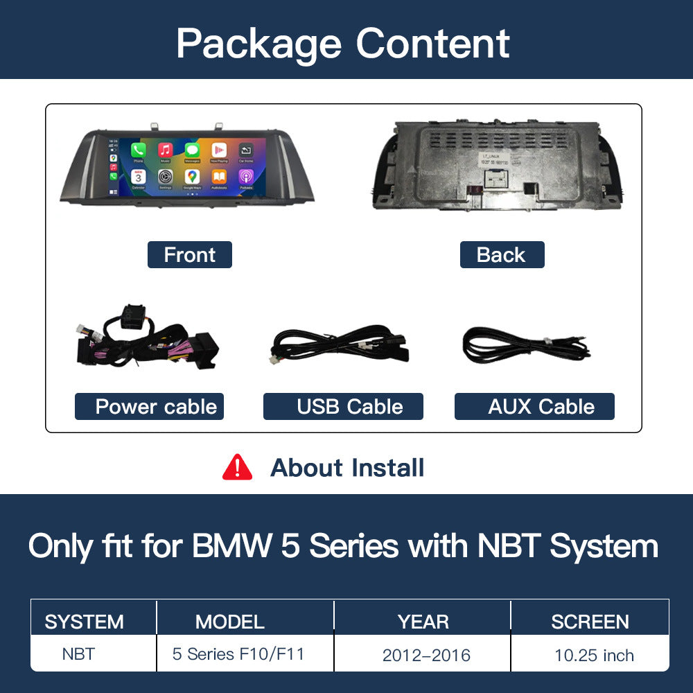Linux CarPlay Multimedia Screen for BMW 1 Series F20 F21 / 2 Series F22 / 3 Series F30 F31 F34 / 4 Series F32 F33 F36 / 5 Series F10 F11 with NBT System