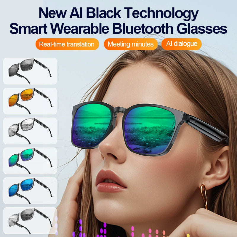 AI Smart Bluetooth Earphone Glasses Stereo Sound Audio Calls Simultaneous Translation