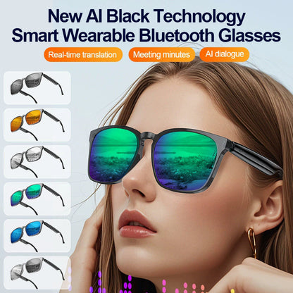 AI Smart Bluetooth Earphone Glasses Stereo Sound Audio Calls Simultaneous Translation