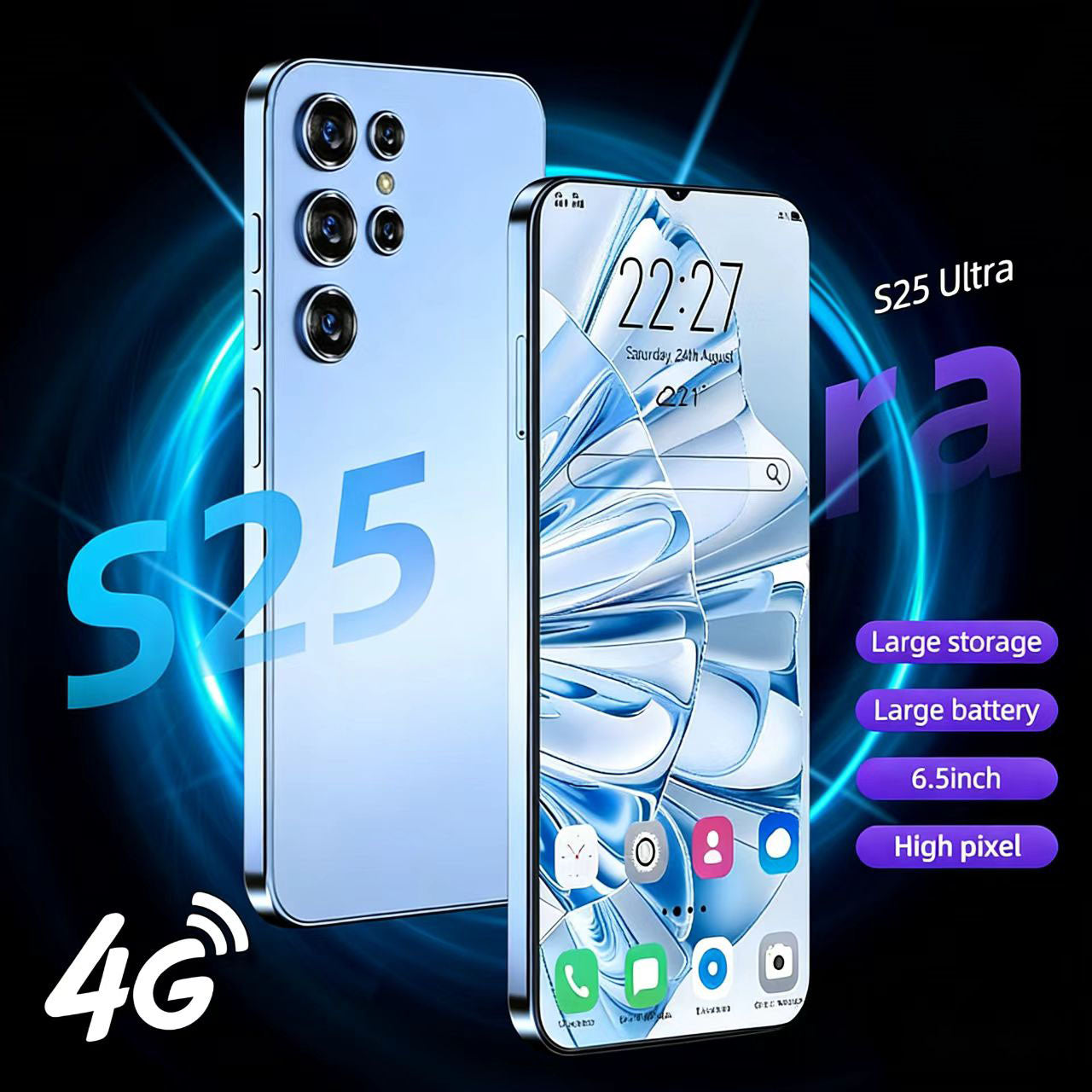 6.5 Inch S25 Ultra Android Smart Cell Phone High Pixels Screen Large Capacity Battery