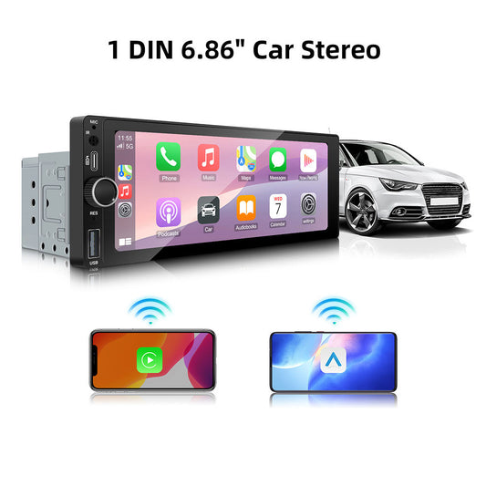 Motor Vehicle 1 Din 6.86 Inch Car Stereo Wireless CarPlay & Android Auto System Mirror Link Function