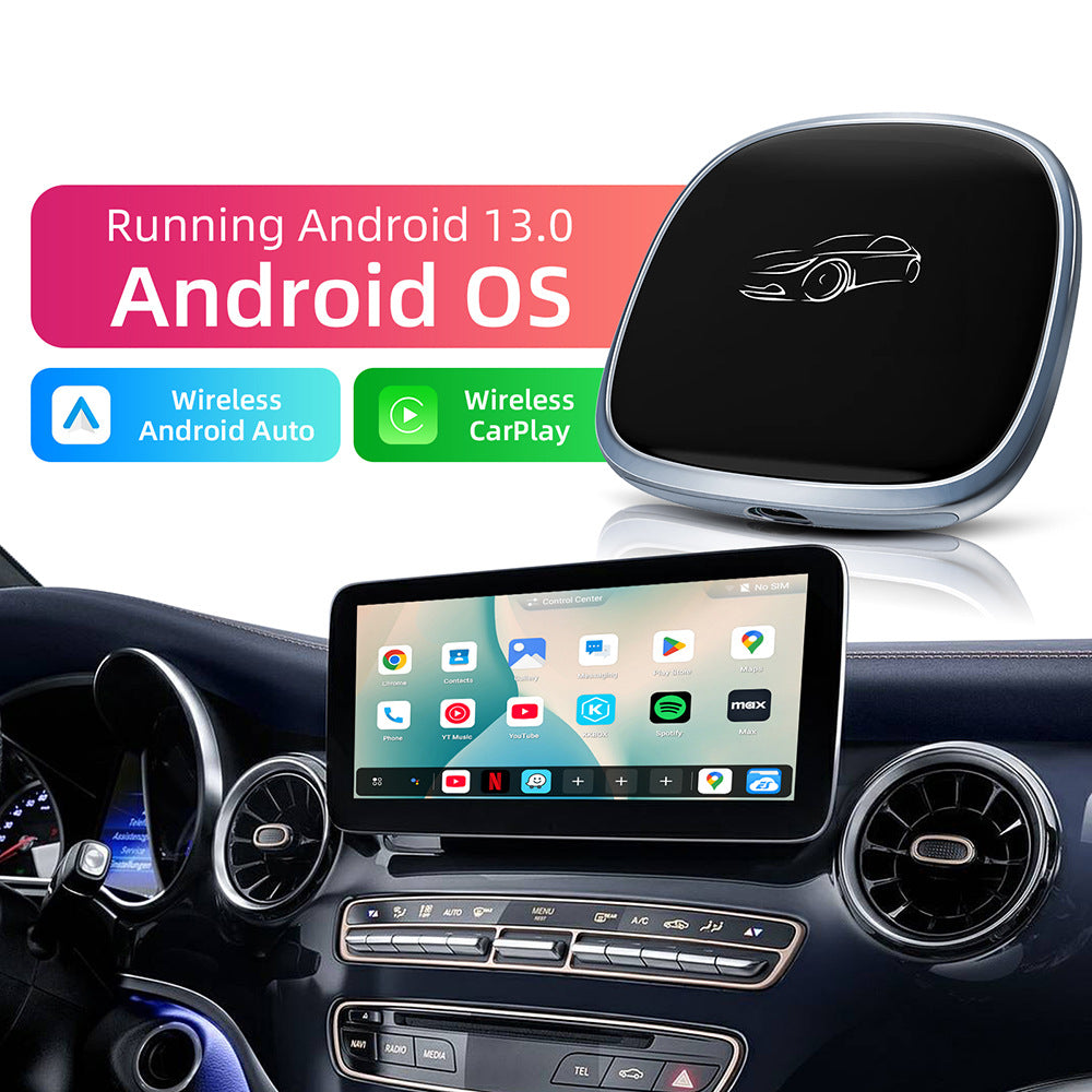 Android 13.0 Smart Box 3-in-1 Adapter Upgrade Wired CarPlay to Wireless CarPlay & Android Auto System