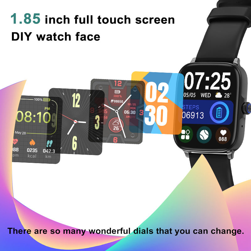 1.83” TFT Screen Smart Watch BT Phone Call Continuous HR Monitor Multi-Sports Mode Music Control DIY Watch Face