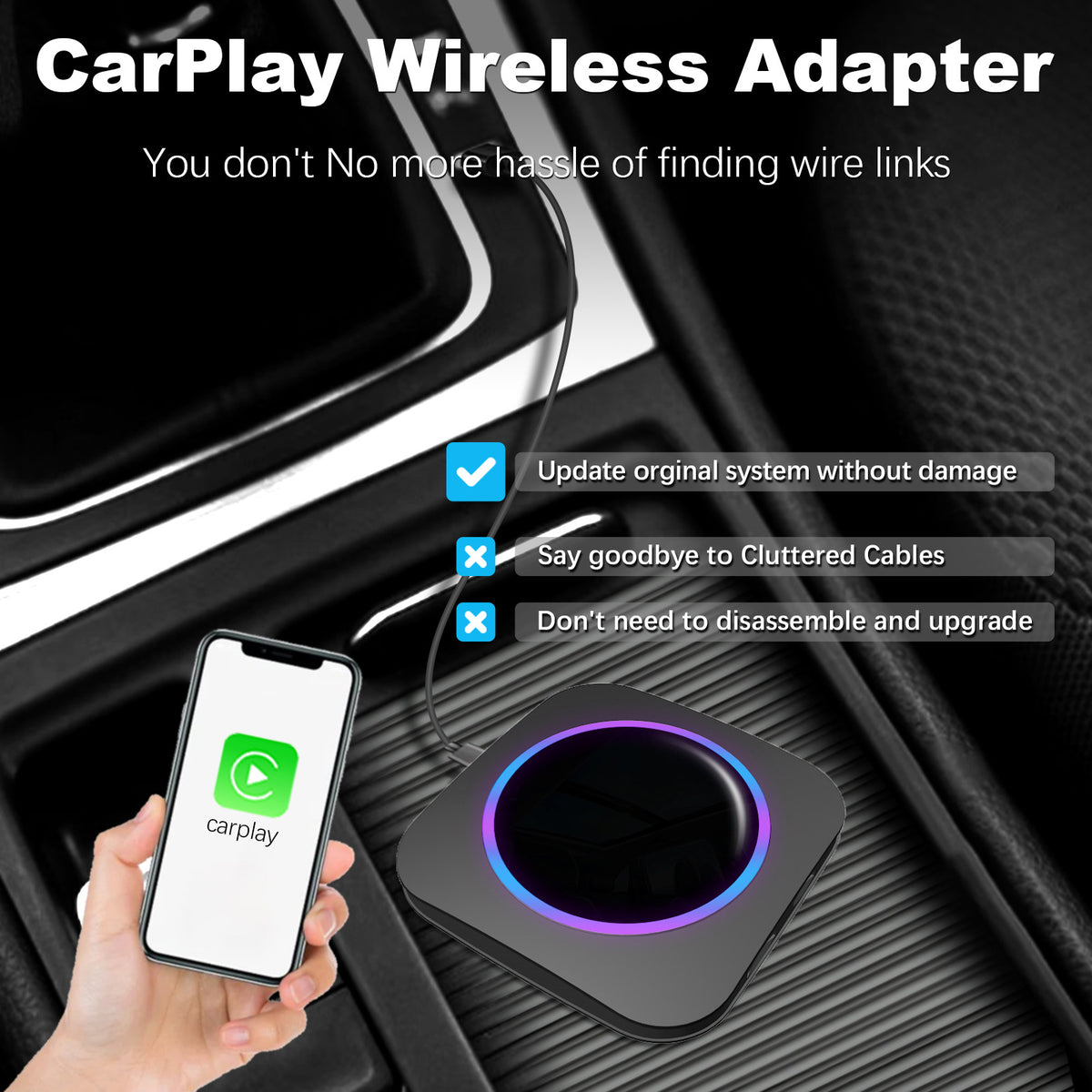 Android 13.0 Smart Box Wireless CarPlay & Android Auto Adapter Qualcomm Snapdragon 6115 CPU