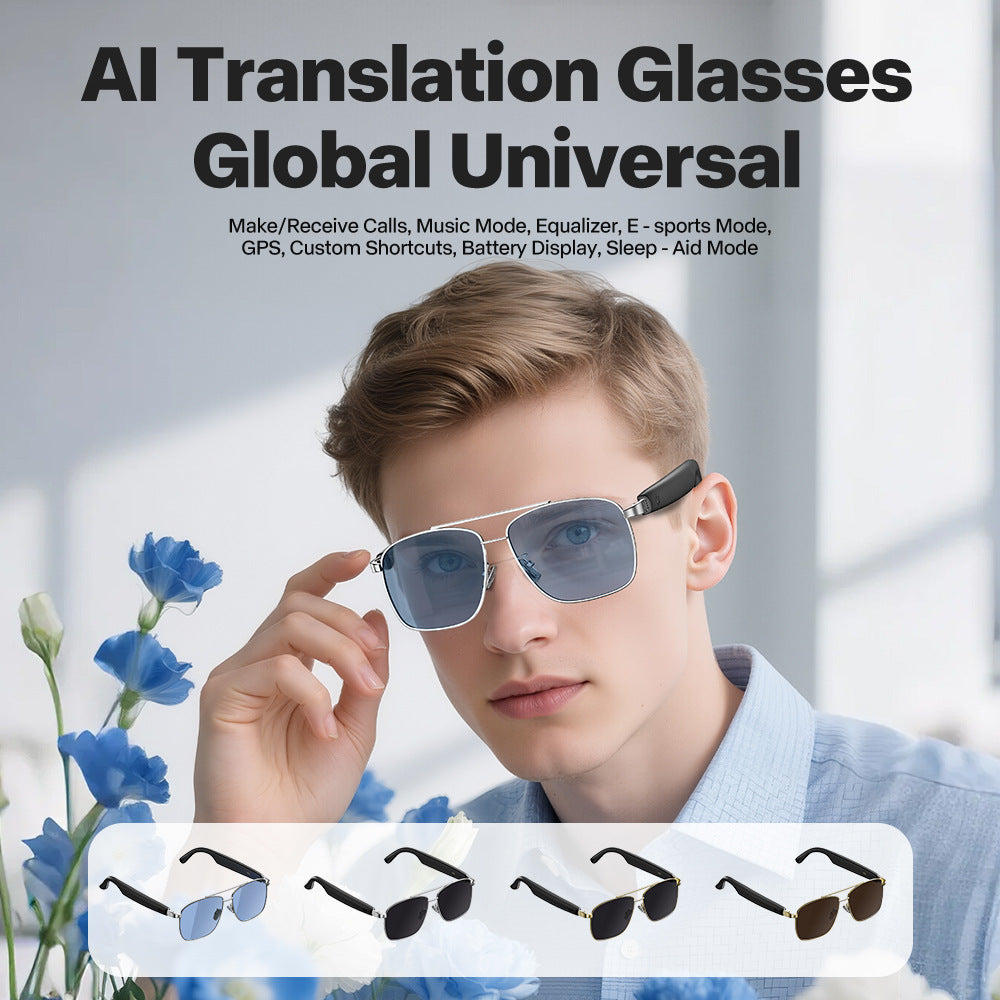 AI Smart Sunglasses Bluetooth Earphone Audio Calls Simultaneous Translation Outdoor Anti-Glare