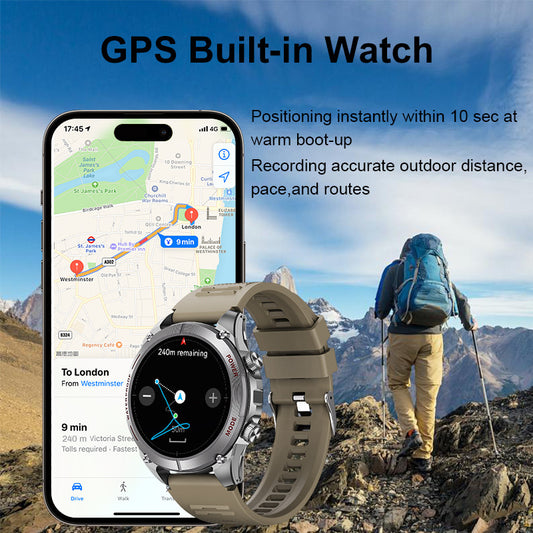 1.43” AMOLED Screen Smart Watch Built-in GPS 3-in-1 Environmental Monitoring 3ATM Waterproof BT Call