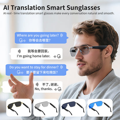AI Smart Sunglasses Bluetooth Earphone Audio Calls Safe Driving Simultaneous Translation