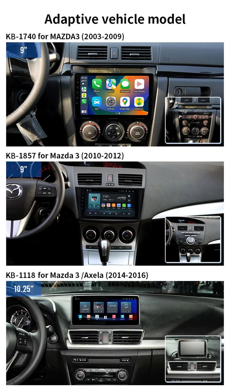 9” Android Car Radio Stereo Head Unit Screen CarPlay Android Auto for Mazda 3 (2003-2009)