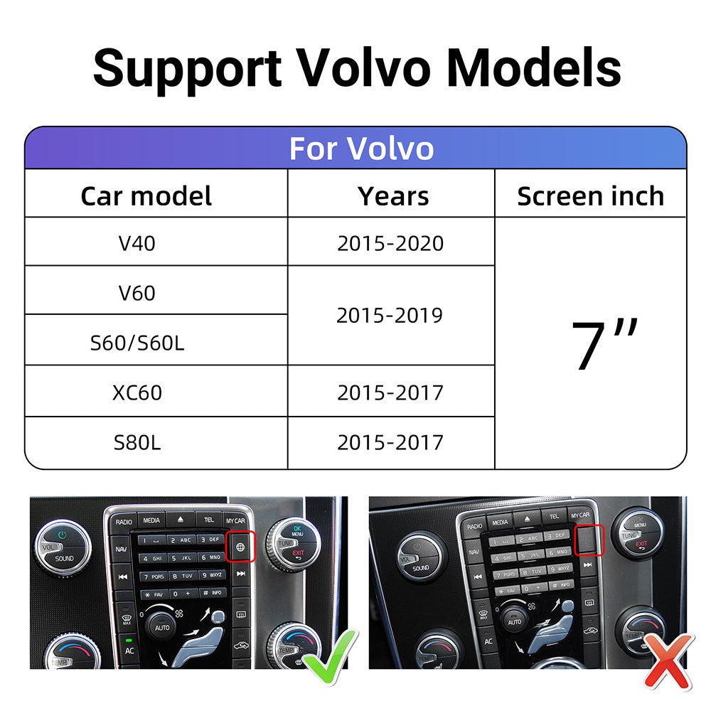 Wireless CarPlay & Android Auto Module for Volvo V40 V60 S60 S80 XC60 2015+ with 7 Inch Screen