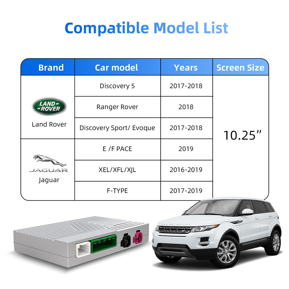 Wireless CarPlay & Android Auto Module for Land Rover 2017-2018 & Jaguar 2016-2019 Harman System with 10.25 Inch Screen