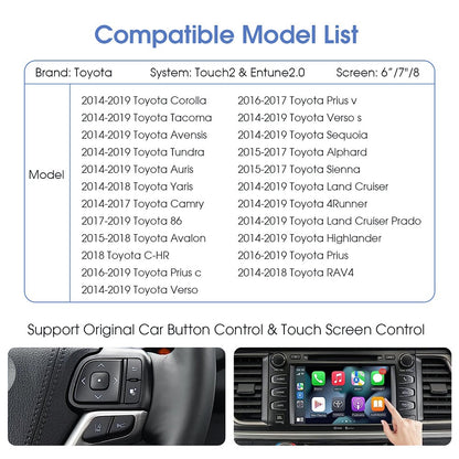 Wireless CarPlay & Android Auto Module for Toyota Touch 2 & Entune 2.0 System 2014-2019