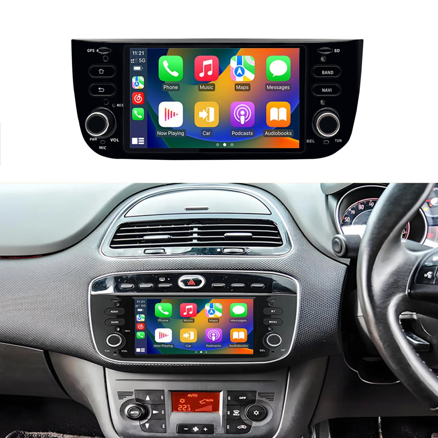 Linux System 6.2” IPS Screen Car Multimedia Player Wireless CarPlay & Android Auto for Fiat Linea / Punto Evo 2010 - 2015