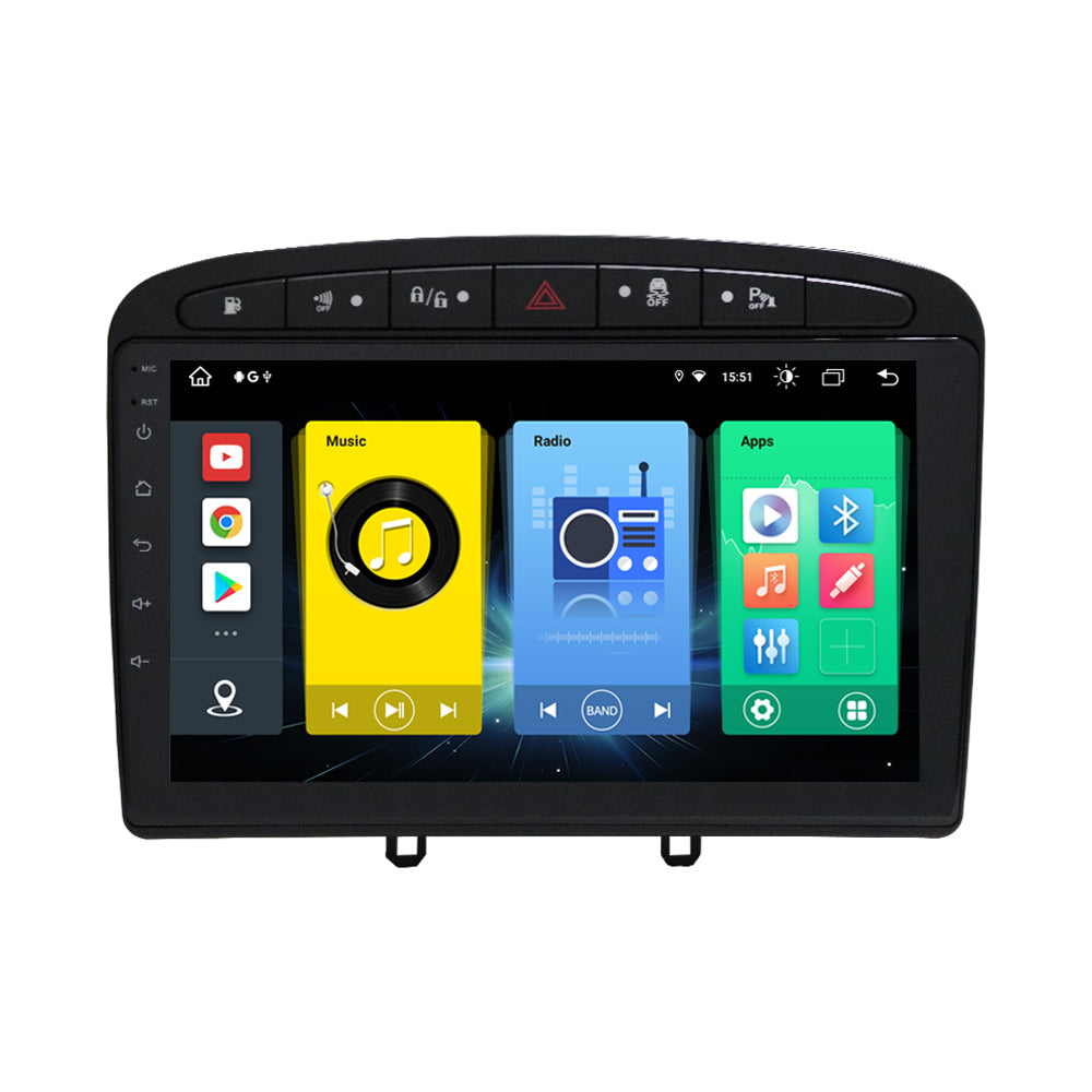 9” Android Radio Screen Car Stereo Head Unit CarPlay Android Auto for Peugeot 308 (2007-2013)