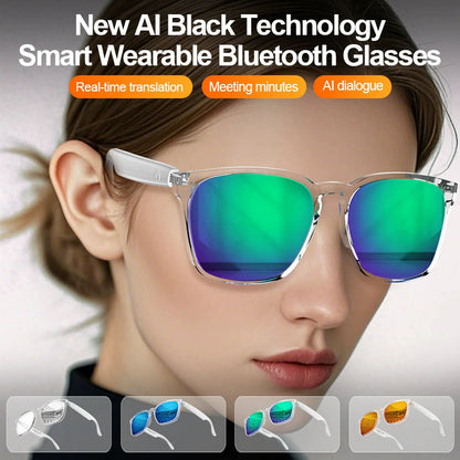 AI Smart Bluetooth Earphone Glasses Stereo Sound Audio Calls Simultaneous Translation