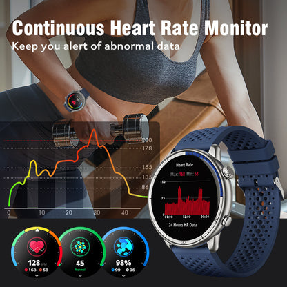 1.43” AMOLED Screen Smart Watch 466*466 Gomore Algorithm BT Phone Call Voice Assistant HR Alert 24h Health Partner World Clock