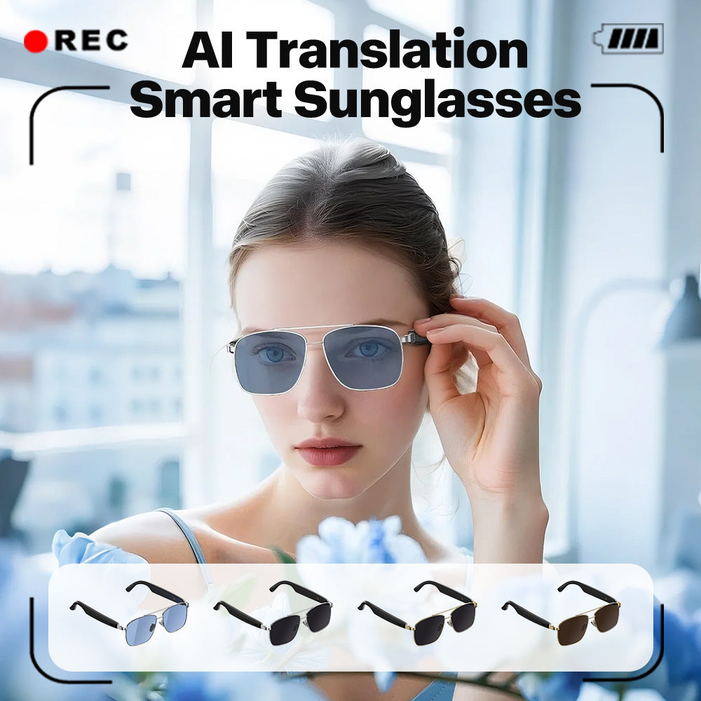 AI Smart Sunglasses Bluetooth Earphone Audio Calls Simultaneous Translation Outdoor Anti-Glare