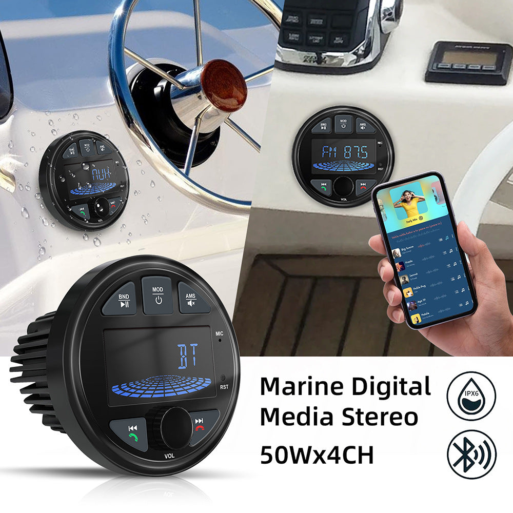 Waterproof Bluetooth Marine Stereo Receiver Sauna Audio Player FM AM Radio Receiver 4*50W Output